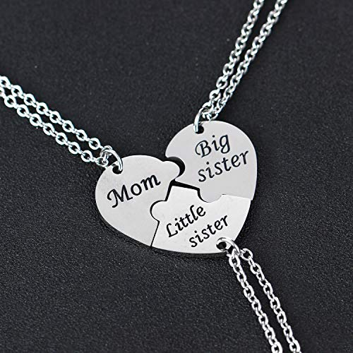 YEEQIN 3PCs/Set Mom Big Sister Little Sister Mom Necklaces Set Mother Daughters Matching Heart Jewley Set - Image 3