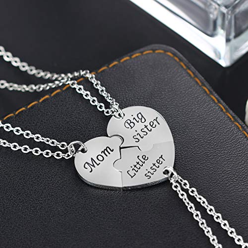 YEEQIN 3PCs/Set Mom Big Sister Little Sister Mom Necklaces Set Mother Daughters Matching Heart Jewley Set - Image 2