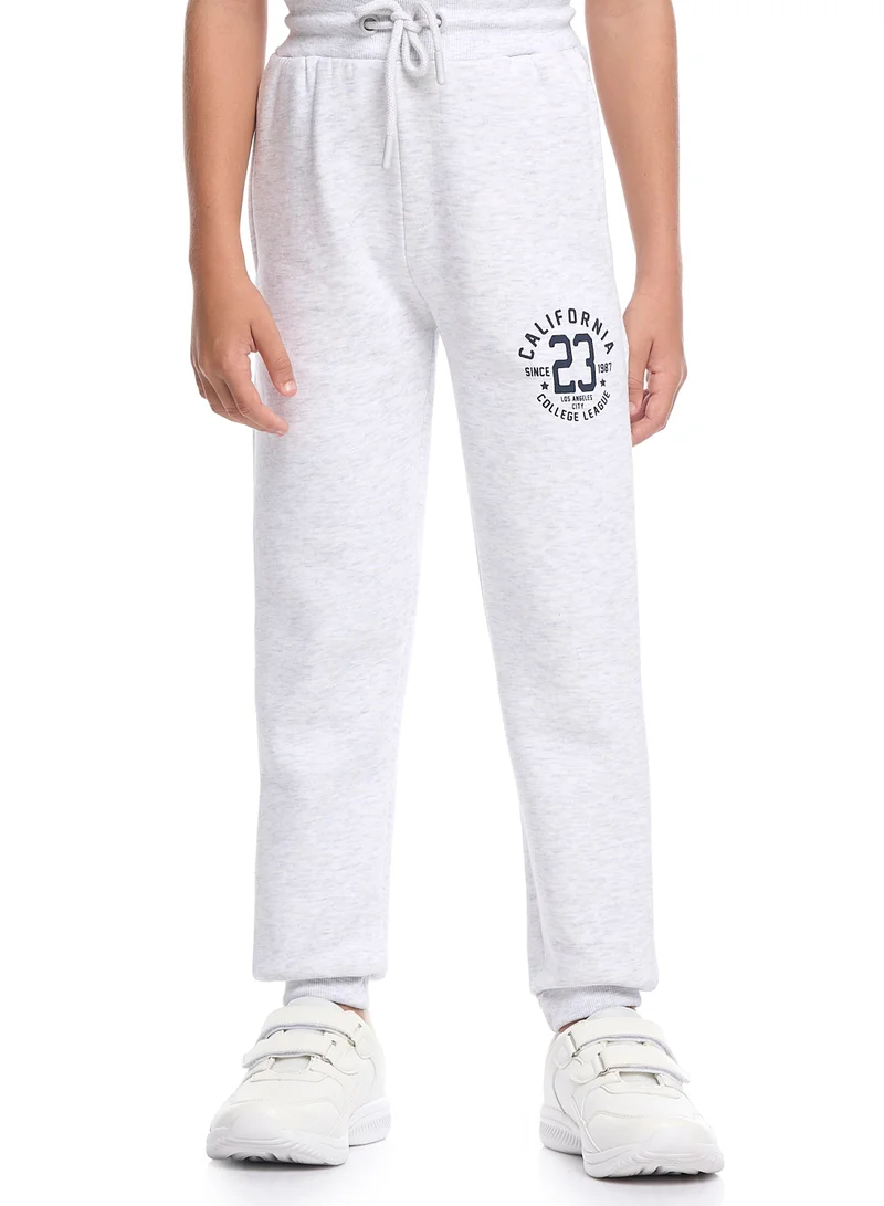 victor and jane Boys’ Trendy Winter Co-ord Set – California Print in Soft Grey Melange