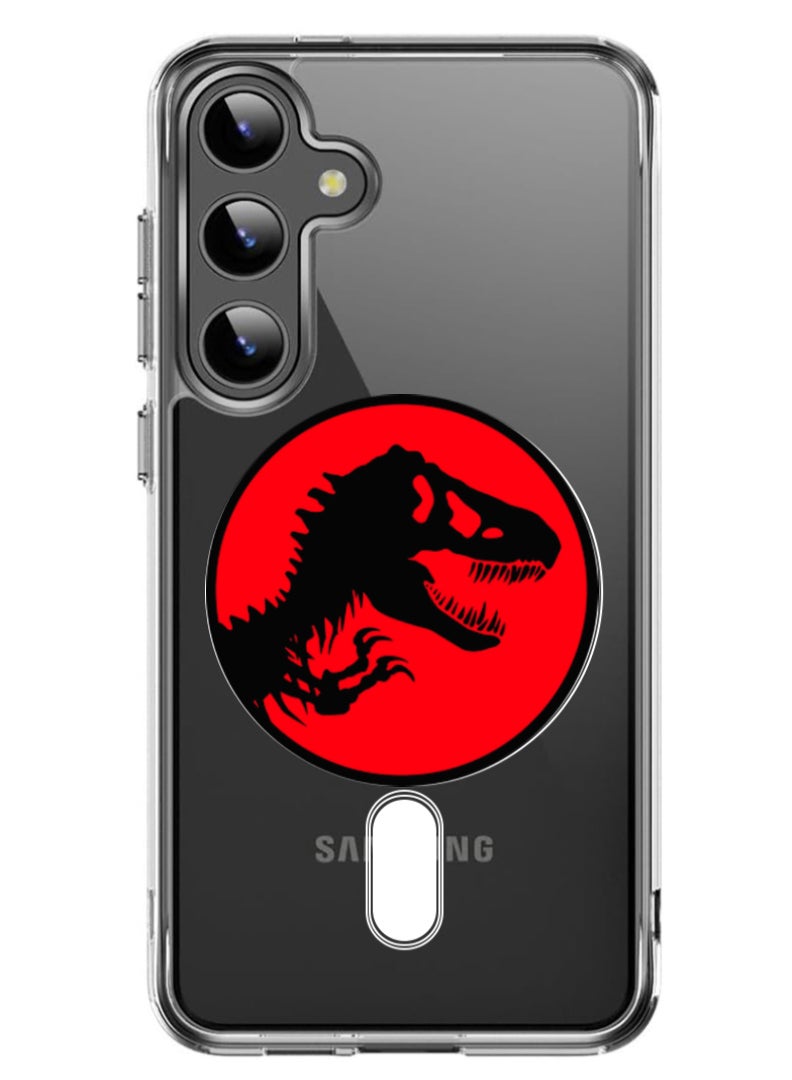 Theodor Magnetic Case for Samsung Galaxy S24 Plus 6.7-inch Compatible with MagSafe Wireless Charging, Shockproof Phone Bumper Cover Jurassic Park - Image 1