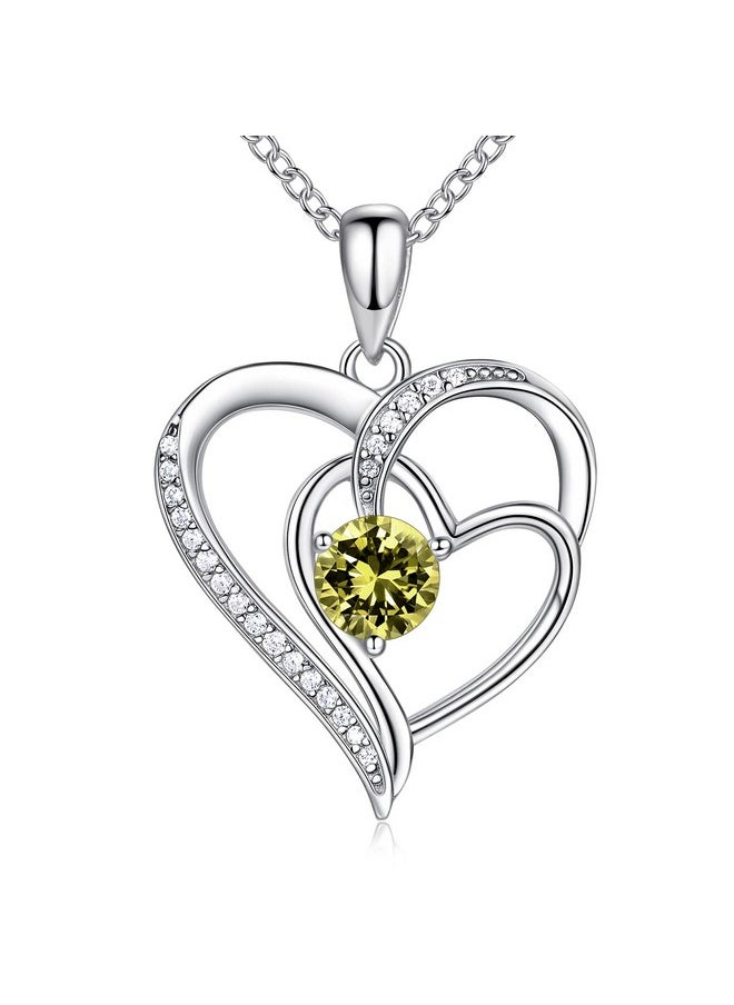 NINAMAID - Birthstone Necklace For Women, Heart Necklace 18K White Gold Filled Sterling Silver Diamond Necklace Womens Jewelry Birthday Gifts For Women - Image 1