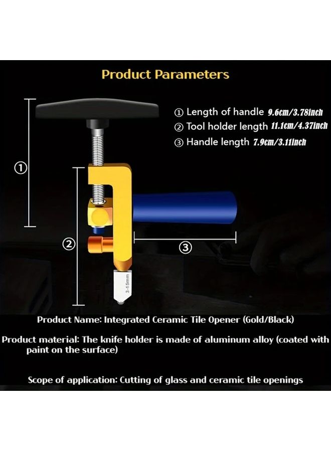 Golden Heavy Duty One Hand Diamond Tile Cutter With Spare Blades For Porcelain Glass Marble - Image 4