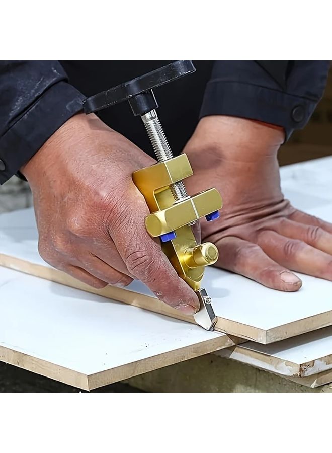 Golden Heavy Duty One Hand Diamond Tile Cutter With Spare Blades For Porcelain Glass Marble - Image 2