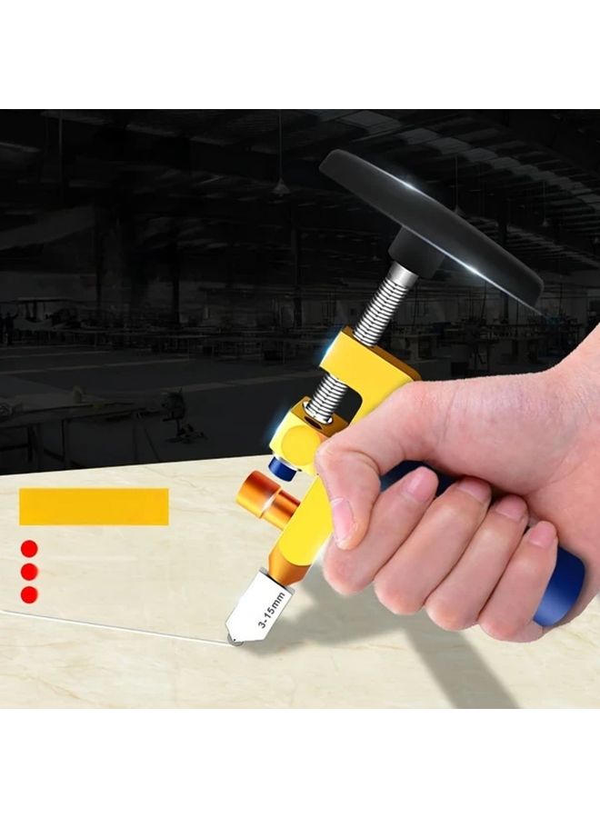 Golden Heavy Duty One Hand Diamond Tile Cutter With Spare Blades For Porcelain Glass Marble - Image 1