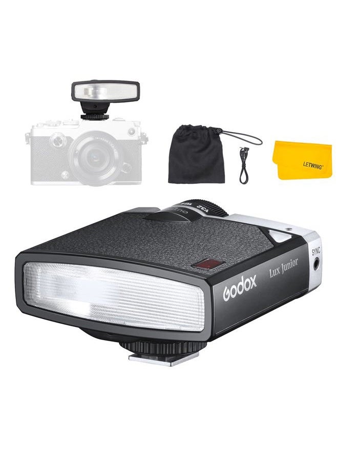 Godox Godox Lux Junior Retro Camera Flash,GN12 6000K±200K CCT,Auto & Manual Modes 1/1-1/64 Flash Power,28mm Focal Length,for Fujifilm,for Canon,for Nikon, for Olympus, for Sony Camera  - Image 1