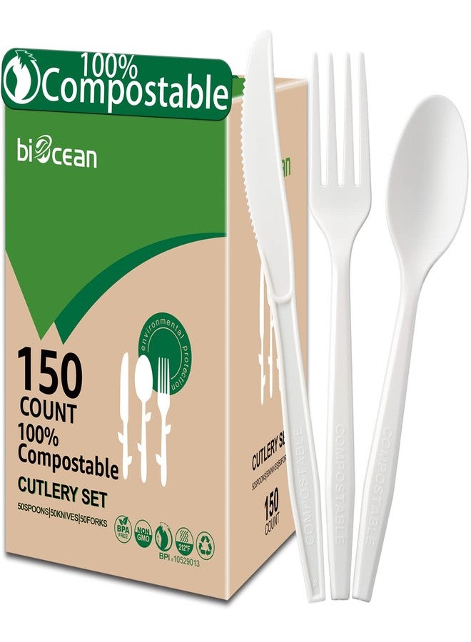 BIOCEAN 100% Compostable No Plastic Knives Forks Spoons Utensils, The Heavyweight Heavy Duty Flatware is Eco Friendly Products for Lounge Party Wedding BBQ Picnic Camping. - Image 1