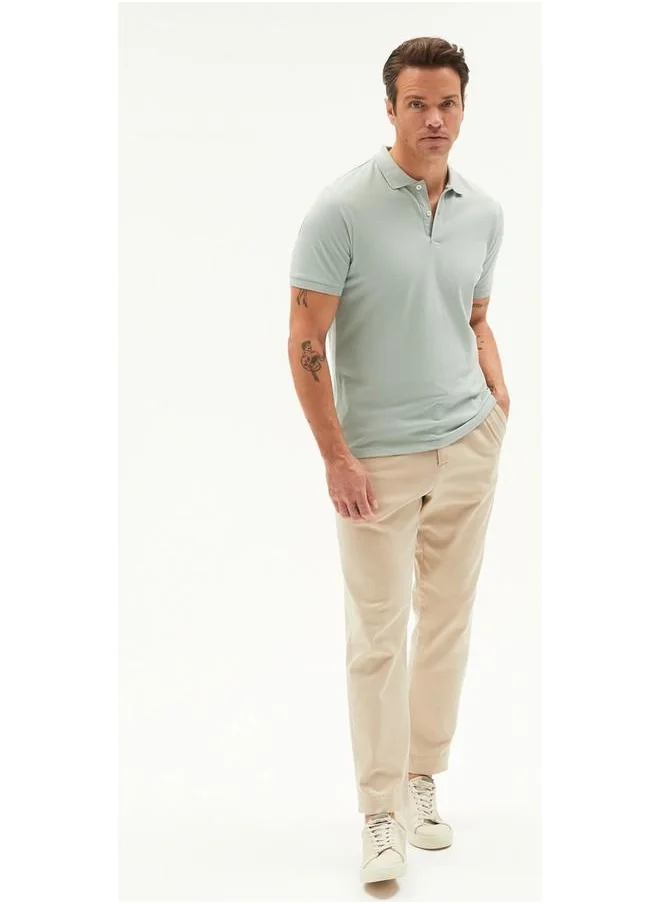 JUNE June Men Regular Fit 100% Cotton Basic Polo Neck Tshirt Water Green