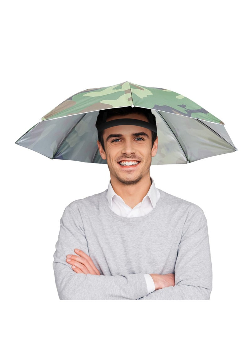 GNAFOTU Umbrella Hat - 65cm Sunscreen Windproof Hands-Free UV Protection Cap, Head-Mounted Folding Top for Fishing, Beach, Golf, Sunshade Outdoor - Image 1