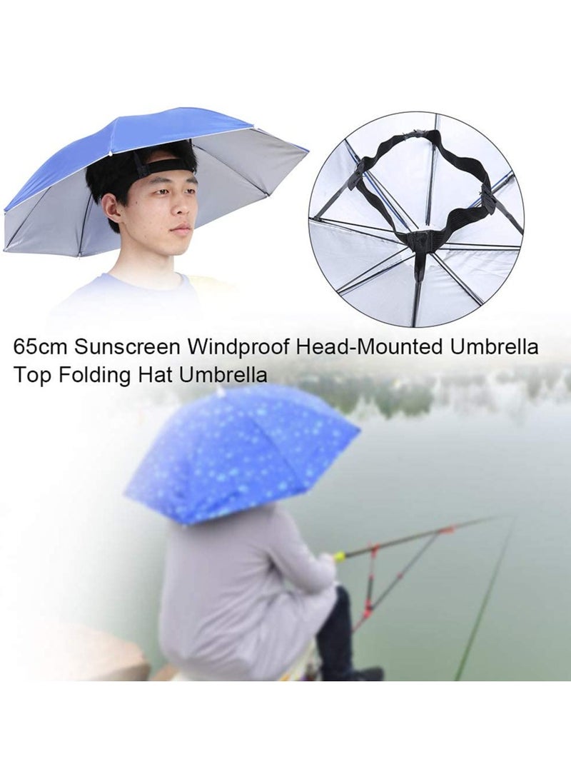 GNAFOTU Umbrella Hat - 65cm Sunscreen Windproof Hands-Free UV Protection Cap, Head-Mounted Folding Top for Fishing, Beach, Golf, Sunshade Outdoor - Image 4