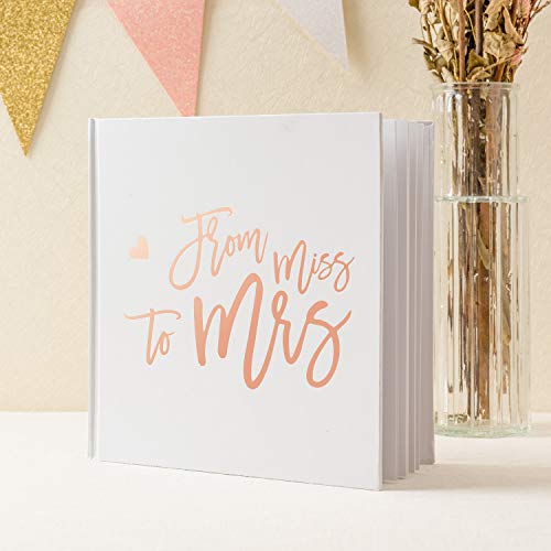 Calculs Polaroid Bridal Shower Guest Book From Miss To Mrs Bachelorette Party Picture Book 8.5” Square Blank Pages, White Cover Rose Gold Foil Stamping - Image 3