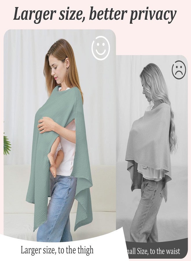 SheSeek Muslin Nursing Cover Up for Breastfeeding, Soft & Breathable Cotton Breast Feeding Cover for Women, Full Privacy Breastfeeding Cover - Newborn Baby Essential, Green - Image 2
