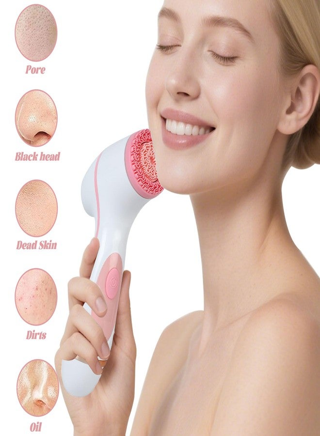 WREWING Facial Cleansing Brush, 3in1 Silicone Face Scrubber, Waterproof Facial Scrubber for Deep Cleansing, Rechargeable Face Exfoliation Brush with 2 Adjustable Speeds, Face Spin Brush for Women Men (Pink) - Image 5