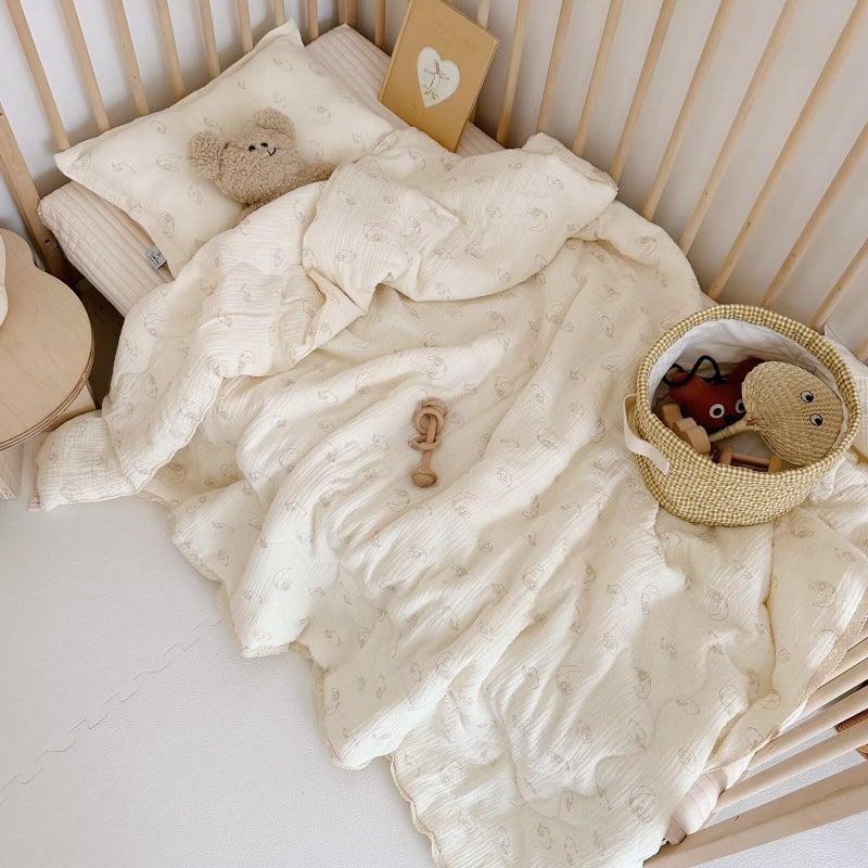 BuLuTu Muslin Baby Quilt Crib Blanket Toddler Comforter for Girls Boys| 2 Layer Cotton Muslin| Soft Breathable| 47"x59", 1.5 Pounds| Sheep Pattern | Machine Washable - Image 1