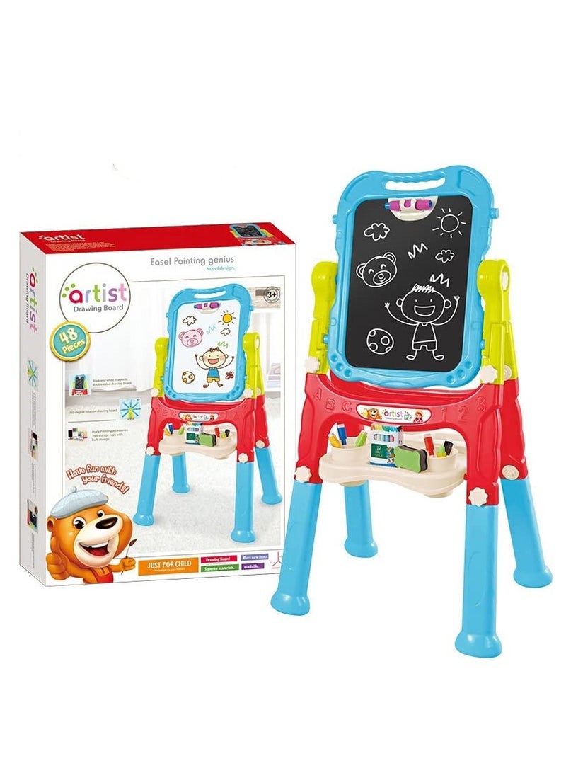 XICEN Rotatable Double Sided Easel for Kids Adjustable Magnetic Drawing Board Rotating Standing Art Easel with Painting Accessories for Children Boys Girls - Image 2