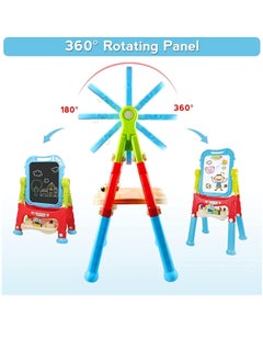 XICEN Rotatable Double Sided Easel for Kids Adjustable Magnetic Drawing Board Rotating Standing Art Easel with Painting Accessories for Children Boys Girls  - Image 4