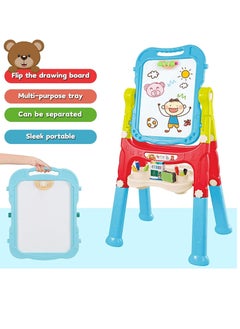 XICEN Rotatable Double Sided Easel for Kids Adjustable Magnetic Drawing Board Rotating Standing Art Easel with Painting Accessories for Children Boys Girls  - Image 3