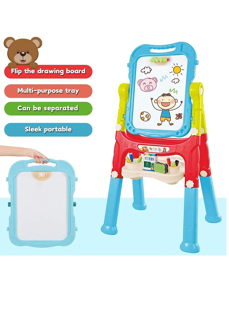 XICEN Rotatable Double Sided Easel for Kids Adjustable Magnetic Drawing Board Rotating Standing Art Easel with Painting Accessories for Children Boys Girls - Image 3