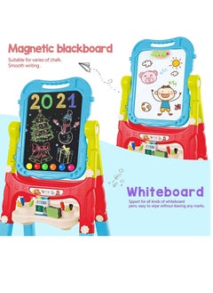 XICEN Rotatable Double Sided Easel for Kids Adjustable Magnetic Drawing Board Rotating Standing Art Easel with Painting Accessories for Children Boys Girls  - Image 5
