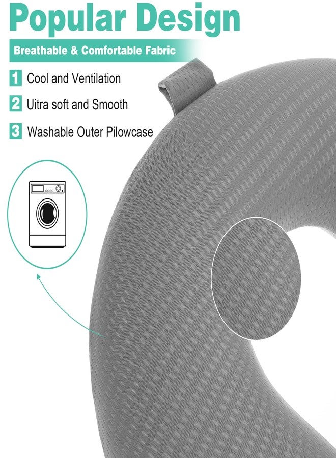 Nogeqi 2 Pcs Neck Pillow Covers with Zipper, Cooling U Shaped Travel Pillow Case Cover, Replacement Neck Pillows Case, Soft and Smooh Washable oft Airplane Pillows Covers, Black Grey(No Filler) - Image 2