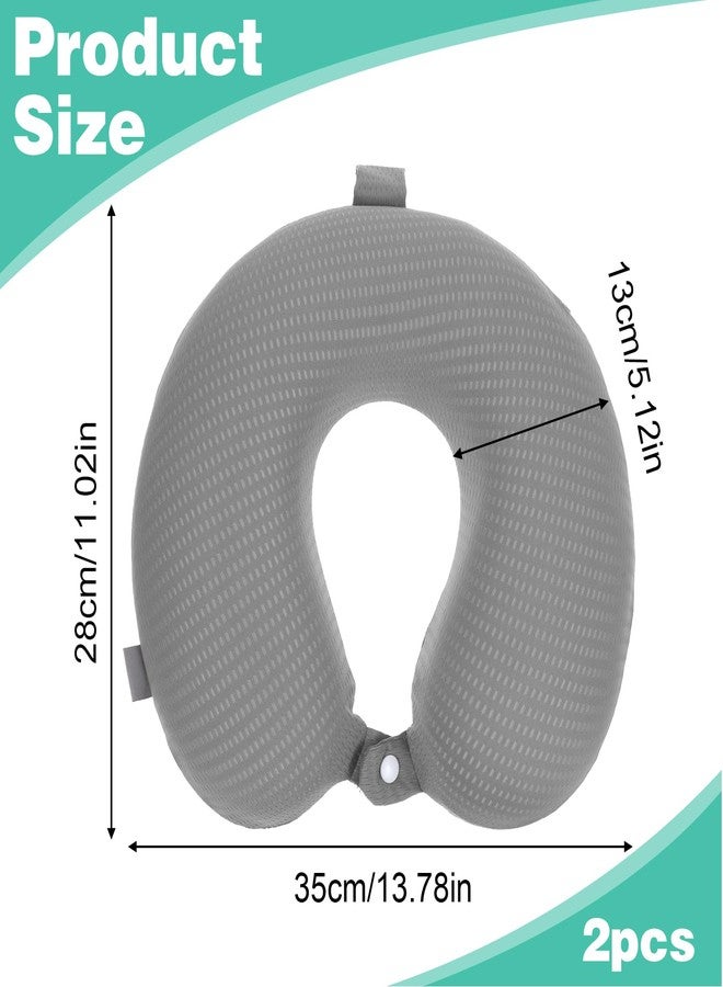 Nogeqi 2 Pcs Neck Pillow Covers with Zipper, Cooling U Shaped Travel Pillow Case Cover, Replacement Neck Pillows Case, Soft and Smooh Washable oft Airplane Pillows Covers, Black Grey(No Filler) - Image 4