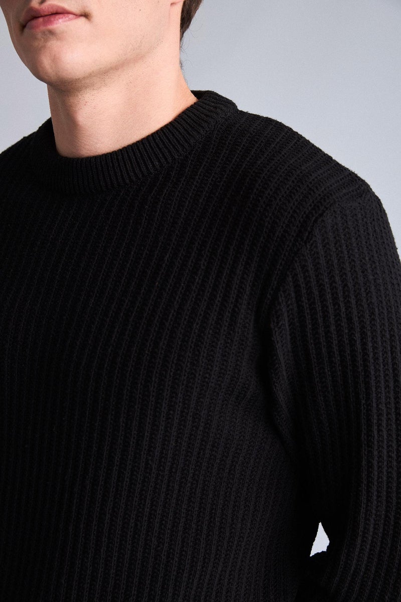 DeFacto Black Man Standard Fit Crew Neck Knitwear Pullover Casual - Image 4