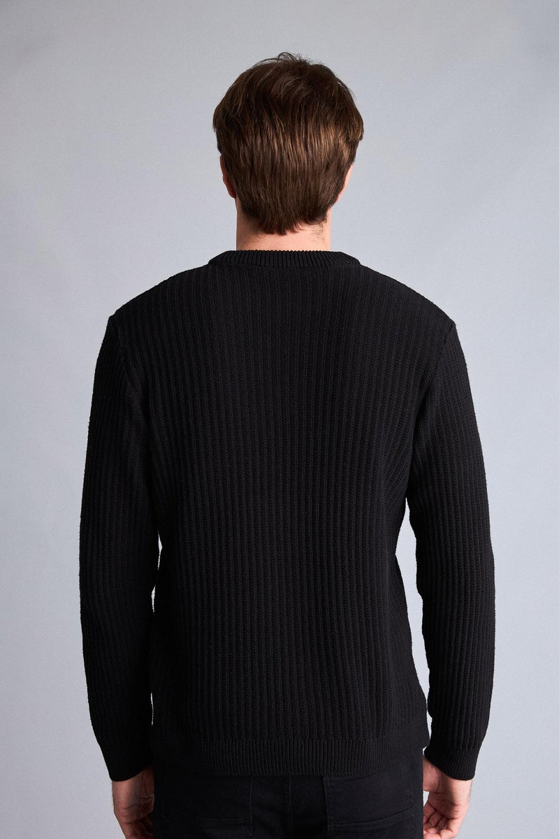 DeFacto Black Man Standard Fit Crew Neck Knitwear Pullover Casual - Image 5