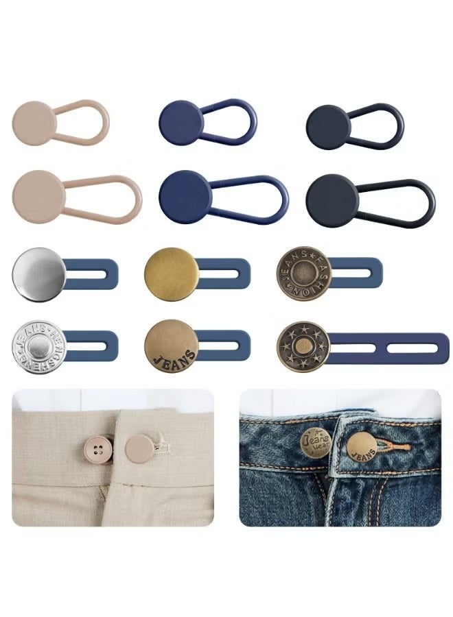 12 PCS Button Extenders for Jeans, Pants - Waist Extenders for Women & Men, No Sewing Instant Waistband Extension 1-1.8 Inches - Image 1