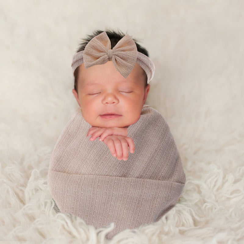 2 Sets Baby Swaddle Blanket and Headband Newborn Receiving Blanket for Baby Boys Girls - Image 2
