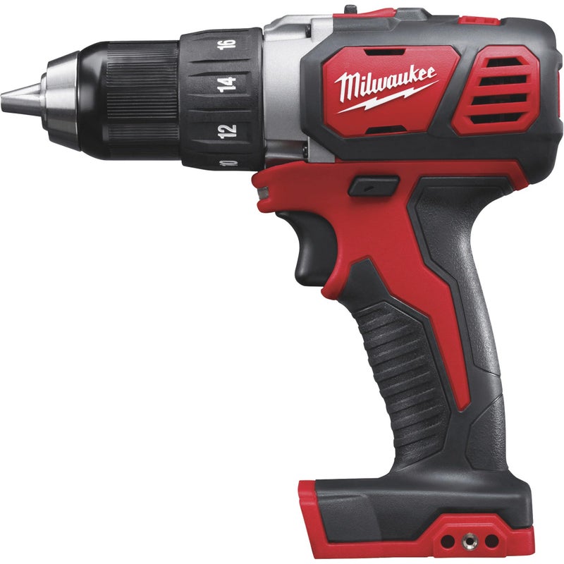 مثقاب كهربائي مدمج لاسلكي Milwaukee M18 Li-Ion - أداة فقط، 1/2 بوصة. تشكيلة بدون مفتاح، 500 رطل/بوصة. عزم الدوران، 1800 دورة في الدقيقة
