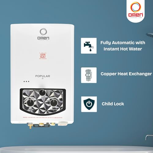 Omen Changing Lives Popular 6L Gas Water Heater (Geyser) | Instant LPG Gas Geyser | Wall Mounted | Auto Ignition | Flame & Water Control Knob | Summer-Winter Mode | Suitable For Bathroom & Kitchen - Image 4