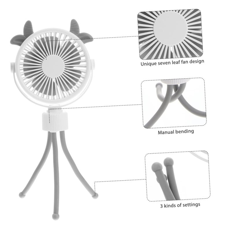 USB Rechargeable Portable Handheld Crib Fan with Flexible Tripod Speeds for Car Seat Camping Office Home - Image 3