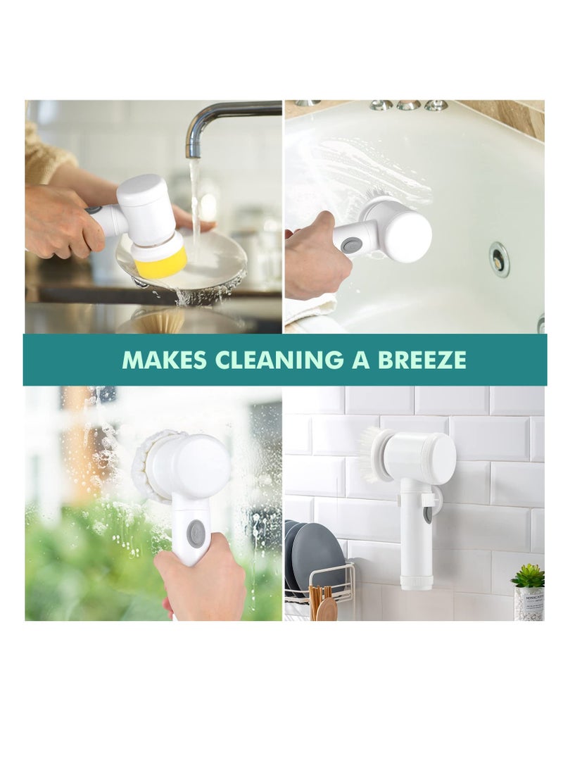 Barakah Rechargeable Electric Spin Scrubber, Electric Cleaning Brush with 3 Brush Heads,Bathroom Scrub Brush,Shower Scrubber for Cleaning丨Wall/Bathtub/Toilet/Window/Kitchen/Sink/Dish/Grout - Image 3