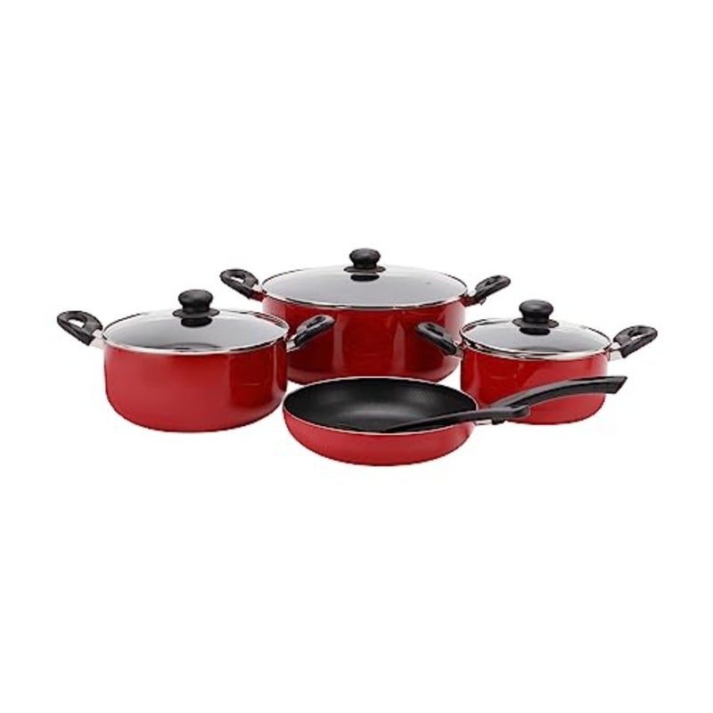 8 Piece Non Stick Cookware Set DC2912 ceramic halogen gas hotplate Aluminum Body With 3 Layer Non Stick Coating, CD Bottom, Bakelite Handles Includes Casserole, Fry Pan, Nylon Turner PFOA Free - Image 3