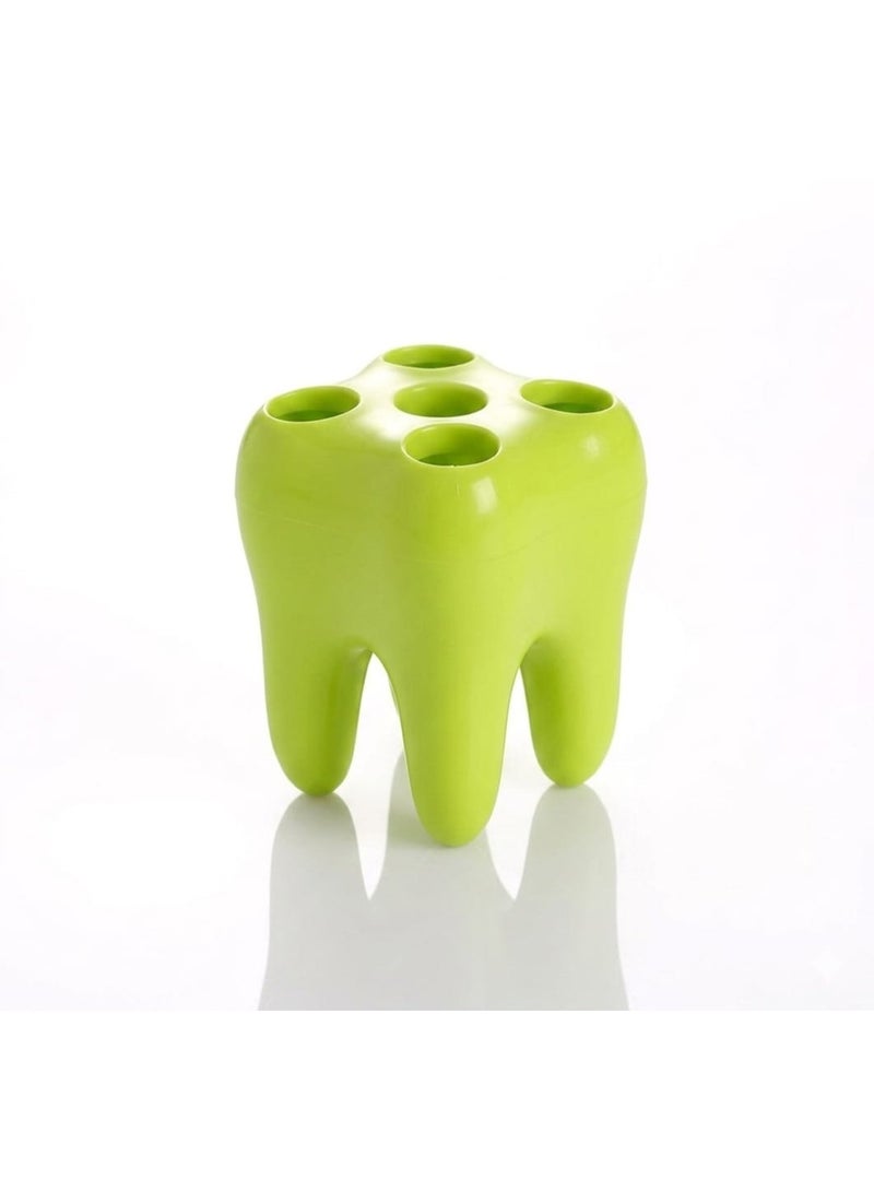 Toothbrush and Razor Holder – Creative & Trendy Molar Shape Adds Fun and Attractive Touch to Your Bathroom with Practical Design for Organized and Clean Storage for Daily Use (Green) - Image 1