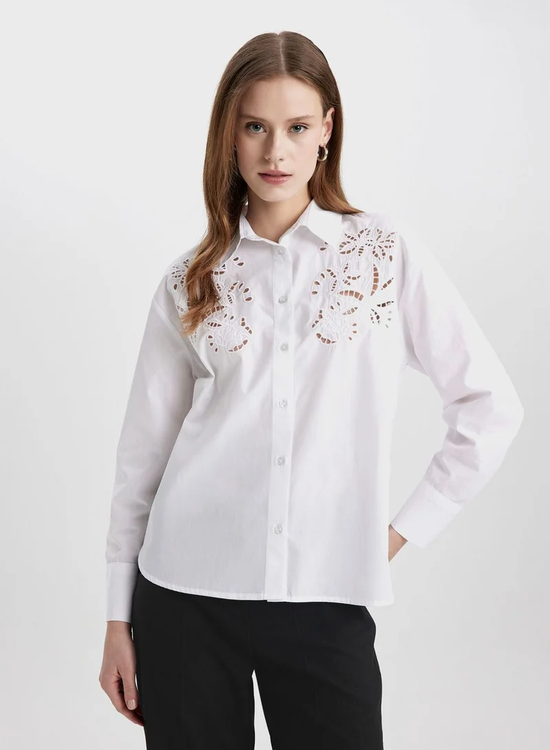DeFacto  Oversize Fit Shirt Collar Poplin Long Sleeve Shirt for Women | Best Price UAE