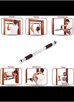 RAQTA Adjustable Full Foam Door Horizontal Pull-Up Bar | Portable Chin-Up & Pull-Up Bar for Door Frame | Home Exercise Training Fitness Gym Workout Equipment | Heavy-Duty Stainless Steel with Foam Grip  - Image 2