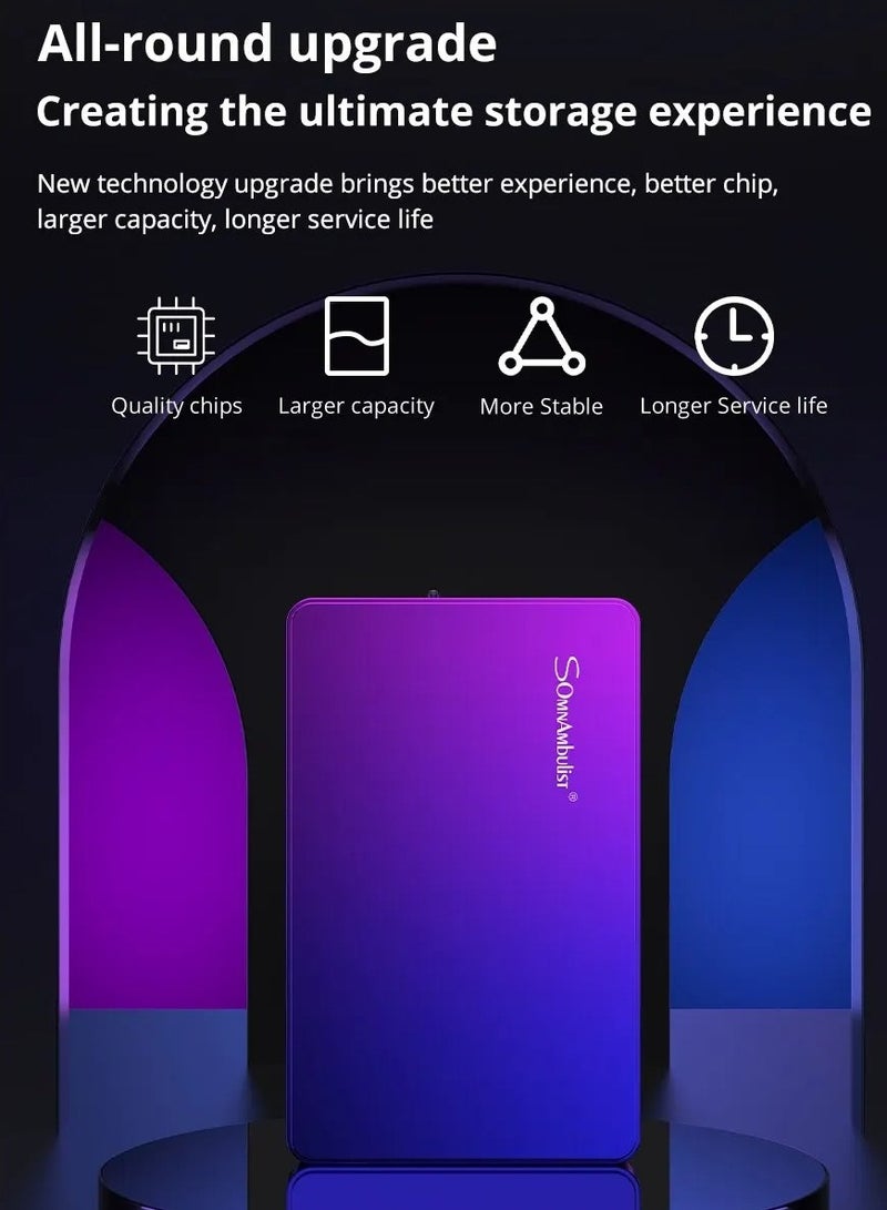 AROAQ External Hard Drive, USB3.0 Ultra Slim HDD Storage Device, Portable Compact High-speed Mobile Hard Disk Compatible for Pc, Desktop, Mobiles, Laptop, Game Console, Ps4, (Gradient Blue Purple, 1TB)  - Image 3