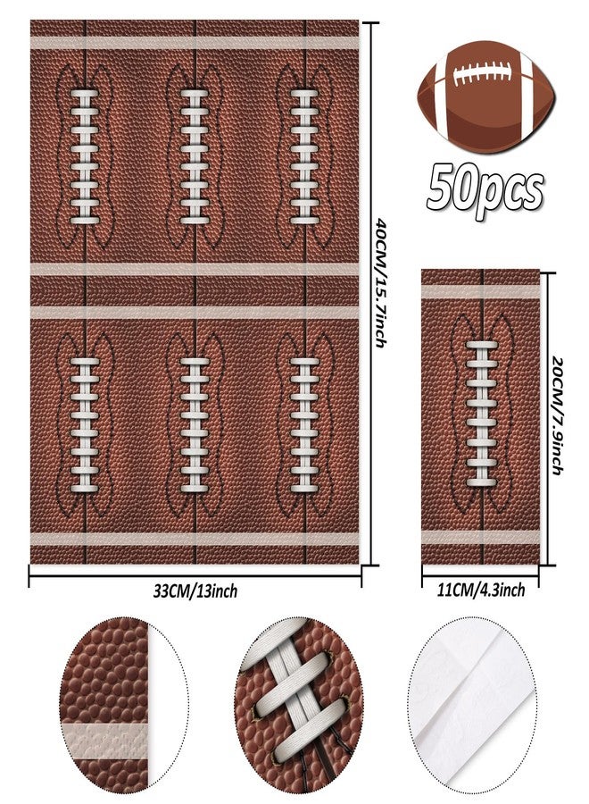JarThenaAMCS جارثينا إيه إم سي إس 50 قطعة من مناديل الضيوف لكرة القدم بنية اللون مناديل ورقية قابلة للتصرف لموضوع رياضي لتزيين طاولة حفلة السوبر بول - Image 2