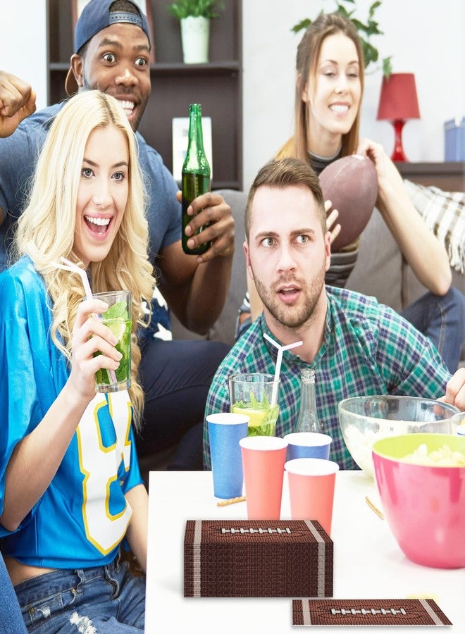 JarThenaAMCS جارثينا إيه إم سي إس 50 قطعة من مناديل الضيوف لكرة القدم بنية اللون مناديل ورقية قابلة للتصرف لموضوع رياضي لتزيين طاولة حفلة السوبر بول - Image 5