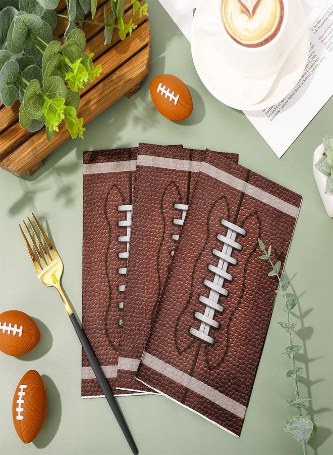 JarThenaAMCS جارثينا إيه إم سي إس 50 قطعة من مناديل الضيوف لكرة القدم بنية اللون مناديل ورقية قابلة للتصرف لموضوع رياضي لتزيين طاولة حفلة السوبر بول - Image 3