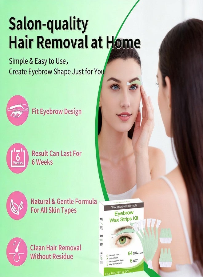 Charmonic 64 Pcs Eyebrow Wax Strips, Eyebrow & Upper Lip Cheek Face Hair Removal, Natural Aloe Formula for Sensitive All Skin Types for Women, at Home Hair Remover Last 6 Weeks Contains 6 Calming Oil Wipes - Image 4
