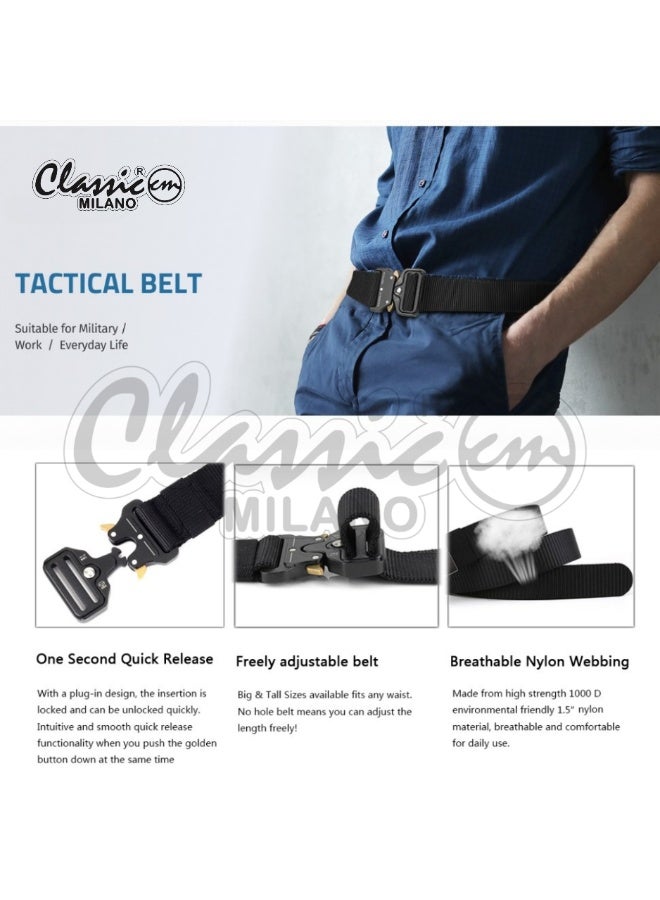 Classic Milano Nylon Web Belt for Men & Women – Tactical Adjustable Canvas Military Belt for Golf & Hiking with Metal Buckle, Heavy-Duty Work Belts [Free Size - Adjustable upto the waist of 46 INCH / 115 CM] - Image 4