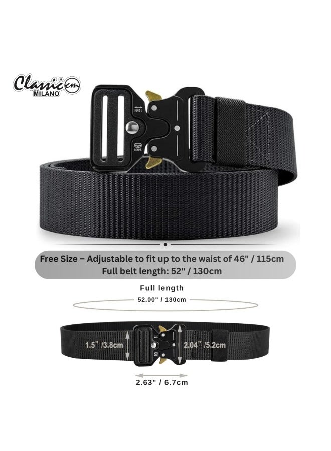 Classic Milano Nylon Web Belt for Men & Women – Tactical Adjustable Canvas Military Belt for Golf & Hiking with Metal Buckle, Heavy-Duty Work Belts [Free Size - Adjustable upto the waist of 46 INCH / 115 CM] - Image 2