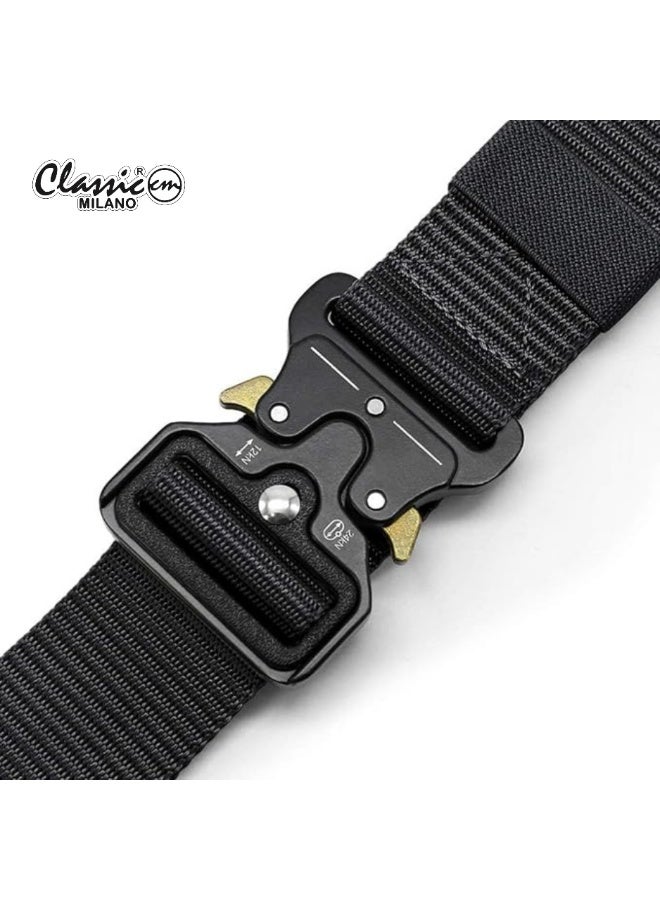Classic Milano Nylon Web Belt for Men & Women – Tactical Adjustable Canvas Military Belt for Golf & Hiking with Metal Buckle, Heavy-Duty Work Belts [Free Size - Adjustable upto the waist of 46 INCH / 115 CM] - Image 3