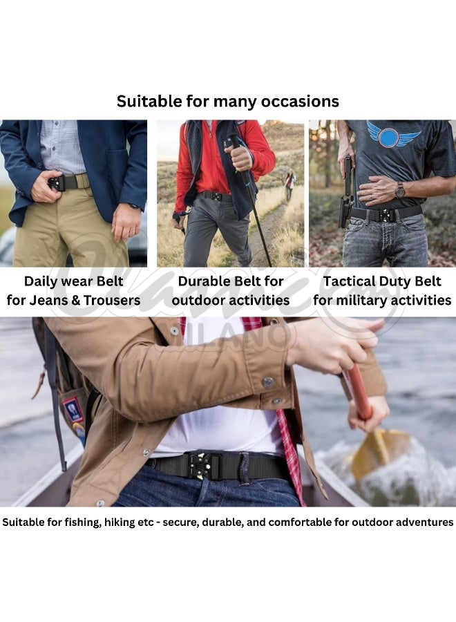 Classic Milano Nylon Web Belt for Men & Women – Tactical Adjustable Canvas Military Belt for Golf & Hiking with Metal Buckle, Heavy-Duty Work Belts [Free Size - Adjustable upto the waist of 46 INCH / 115 CM] - Image 5
