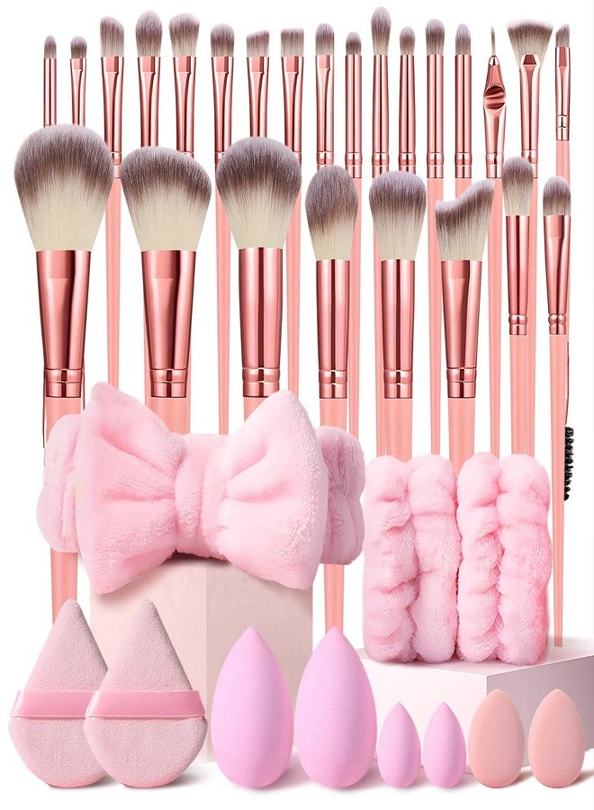 HGHDBT 36Pcs Pink Makeup Brushes Set Professional Makeup Kit Multi-functional Makeup Tool Set with Facial Makeup Accessories, Foundation Makeup Brush Kit Eye and Face Make up Brushes & Tools - Image 1