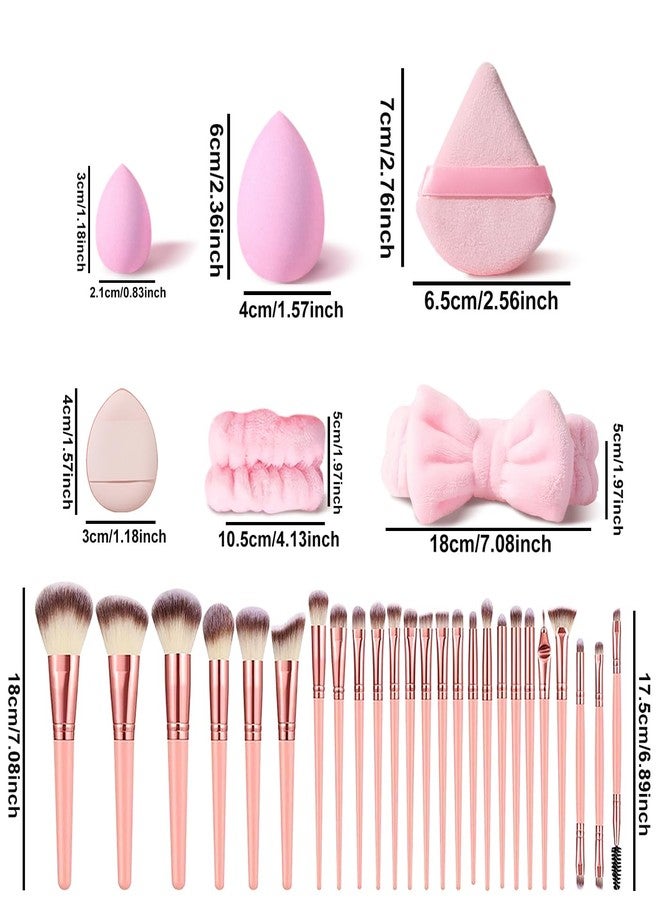 HGHDBT 36Pcs Pink Makeup Brushes Set Professional Makeup Kit Multi-functional Makeup Tool Set with Facial Makeup Accessories, Foundation Makeup Brush Kit Eye and Face Make up Brushes & Tools - Image 5