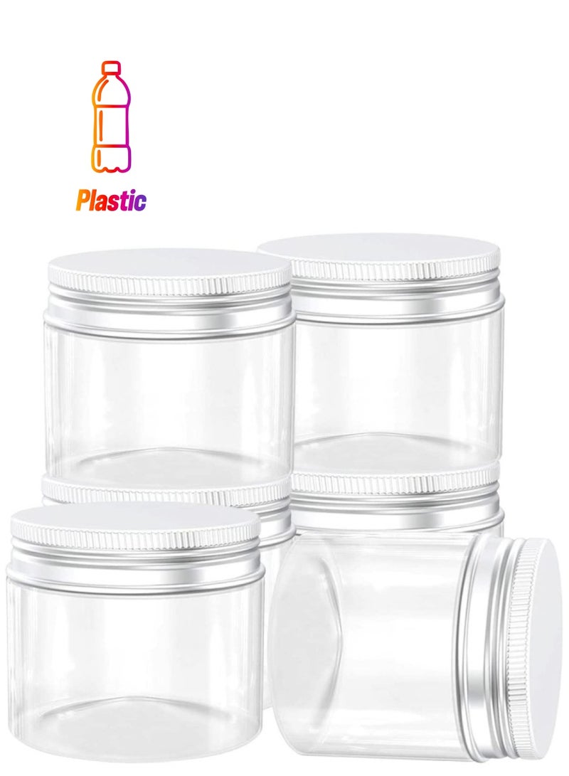 FUFU جرار بلاستيكية فوفو سعة 16 أونصة - جرار ميسون بلاستيكية شفافة - حاويات تخزين بفتحات واسعة مع أغطية لتخزين المطبخ والمنزل - حاوية محكمة الإغلاق 6 قطع - Image 1