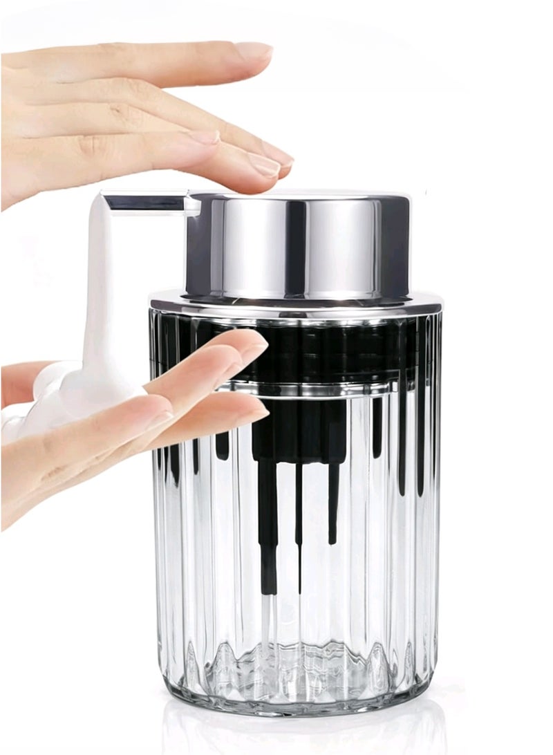 Foaming Soap Dispenser, Clear Acrylic Hand Soap Dispenser Refillable, 300ml Dispenser Pump Lotion Foaming Bottle with Sliver Pump for Bathroom Vanities Kitchen - Image 1