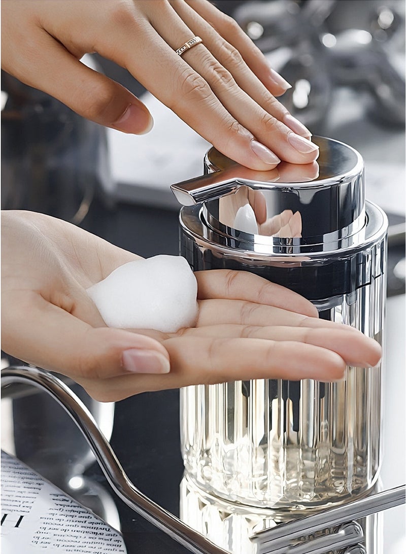 Foaming Soap Dispenser, Clear Acrylic Hand Soap Dispenser Refillable, 300ml Dispenser Pump Lotion Foaming Bottle with Sliver Pump for Bathroom Vanities Kitchen - Image 2